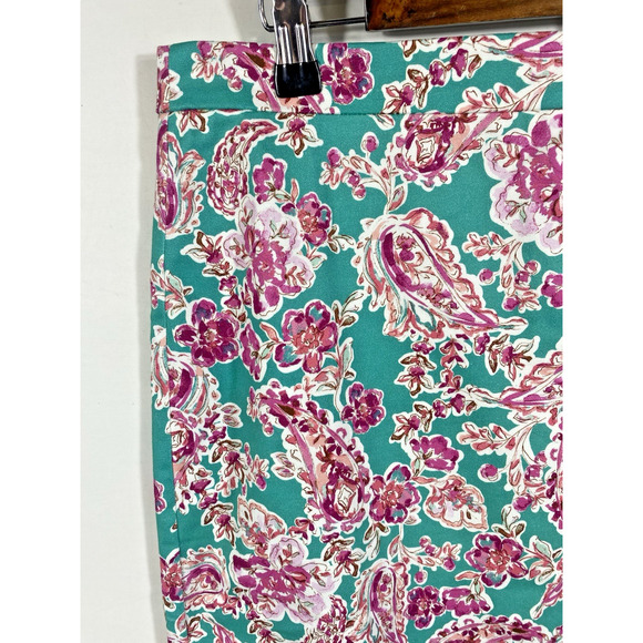 J Crew Pencil Skirt Sz 12 Mint Green Floral Paisley Preppy Tailored NEW Corpcore - Picture 2 of 14